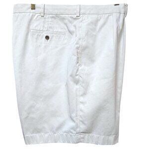 BROOKS BROTHERS Mens White Shorts Size 44 Pleated Cotton 8" Preppy Classic